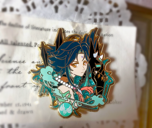 Xiao Glitter Enamel Pin | Genshin Impact Fan Art