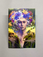 Astarion "Midsummer Reverse" selective silver foil card featuring floral motifs and gleaming eye details, Baldur's Gate 3 fan art print.
