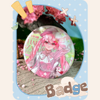 Miku Sakura Spring Floral Glitter Badge