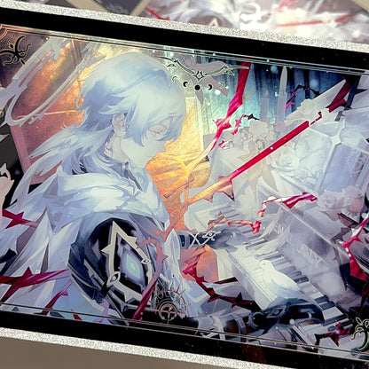 Sunday "Thorn Snow" acrylic shikishi with silver micro-glitter border and winter-themed piano illustration, Honkai: Star Rail fan art.