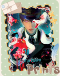 Display image of Caleb Forbidden Apple acrylic shikishi board with gothic artwork and decorative frame by AO Treehouse.