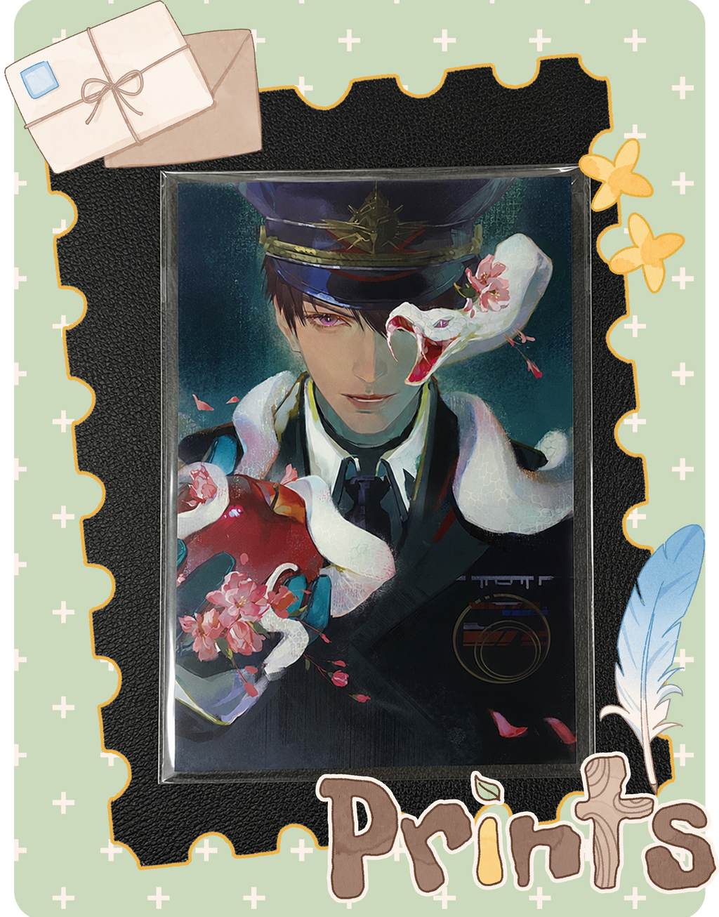 Display image of Caleb Forbidden Apple AR postcard with gothic artwork and decorative frame by AO Treehouse.