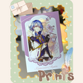 Display image of Kamisato Ayato lace holographic photocard fan merchandise by AO Treehouse.