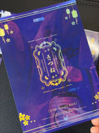 Back view of Kamisato Ayato kimono postcard with decorative blue design by AO Treehouse.