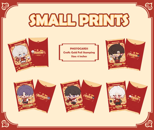 Love and Deepspace "New Year" 4-inch Gold Stamped Art Print Card | Xavier, Zayne, Rafayel, Sylus, Caleb