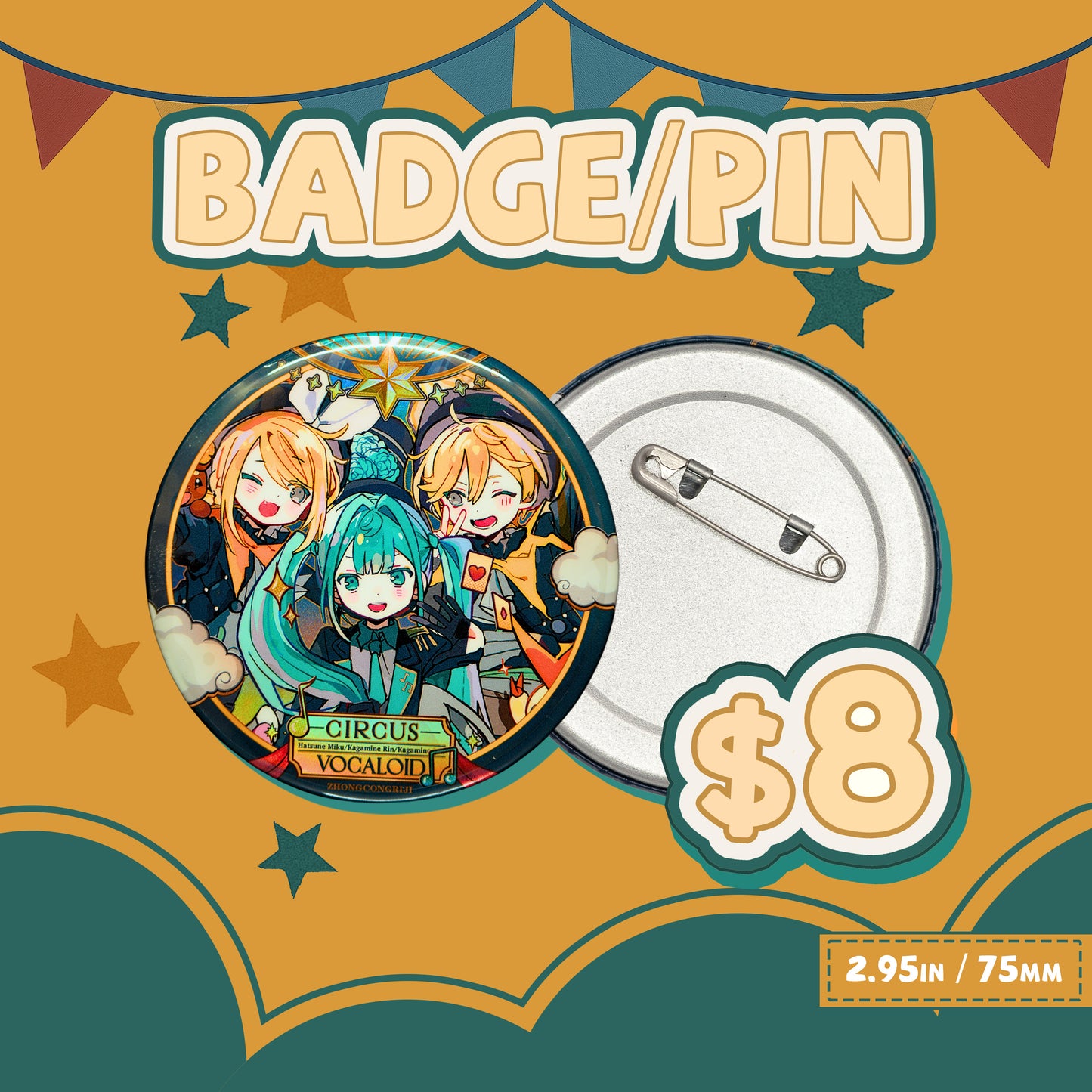 Miku & Rin & Len Circus Badge and Standee